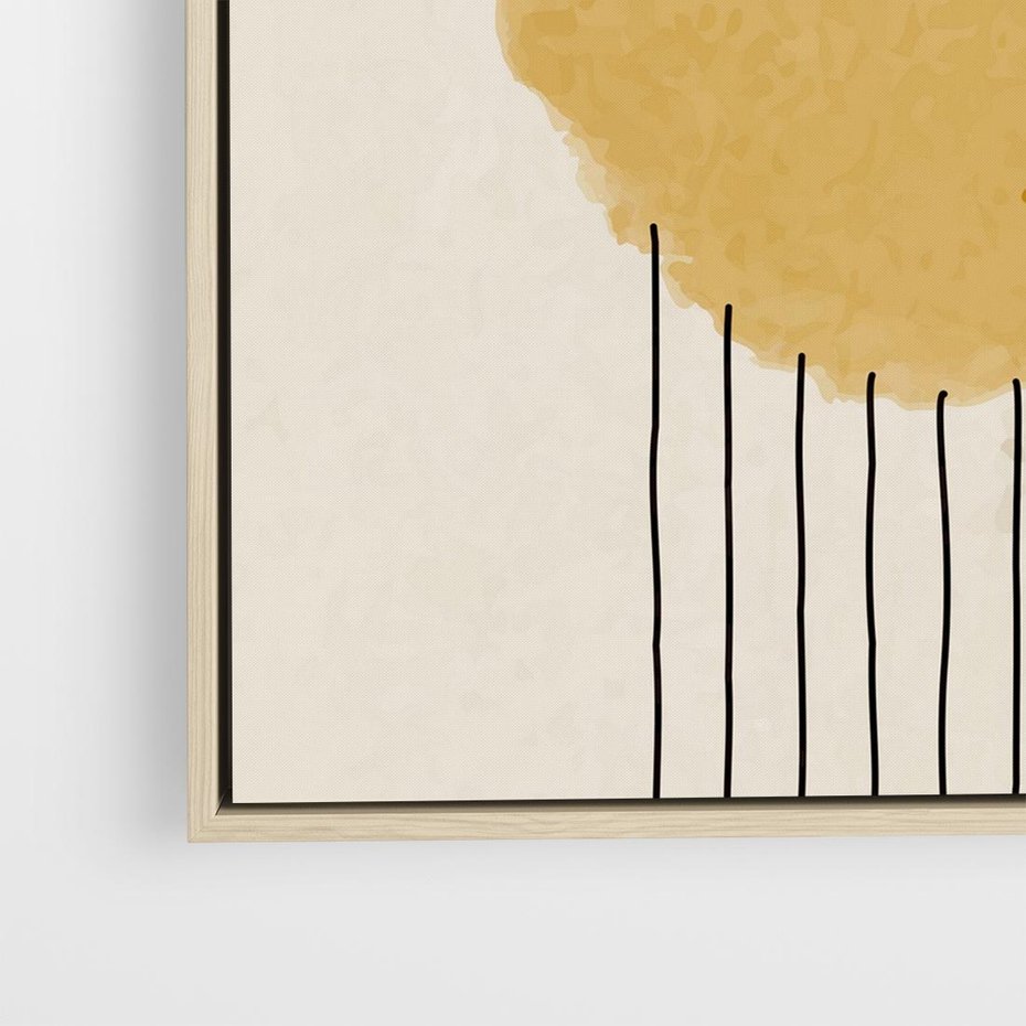 Obraz w ramie 80x80 - Podróżne Kreski - akwarelowa plama, geometryczne szkicowane kształty - rama drewno