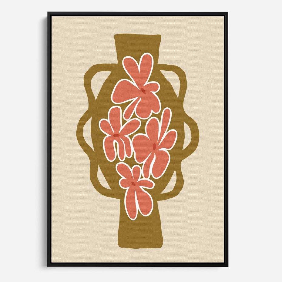 Obraz w ramie 70x100 - Rozbijające Formy - abstrakcyjny plakat, kwiaty na wazonie - rama czarna