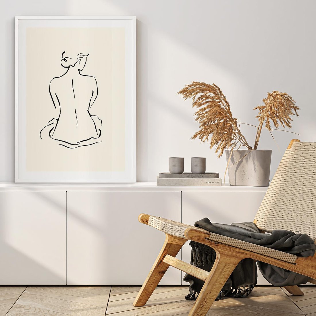 Plakat w ramie 30x40 - Migotliwa Symfonia - kobieta akt, minimalizm - rama biała