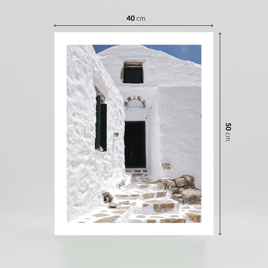 Plakat bez ramy 40x50 - Santorini - Grecja błękitem malowana - Santorini, Grecja