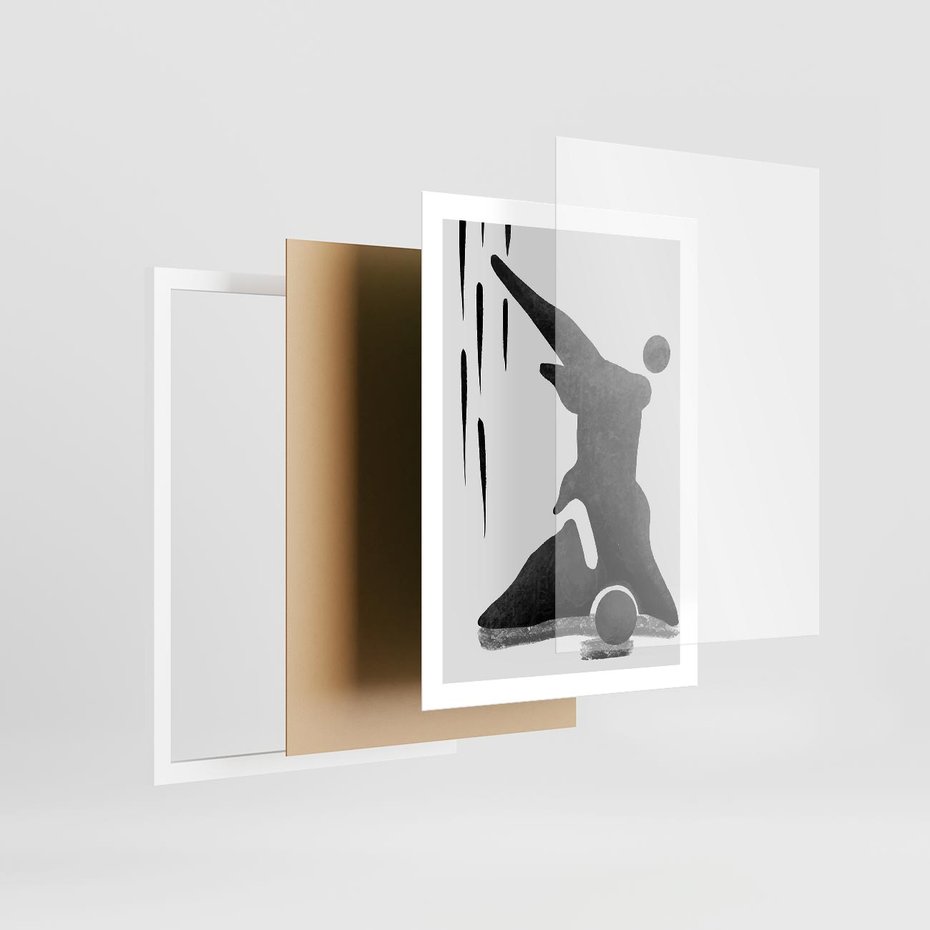 Plakat w ramie 50x70 - Czarno-Biała Grafika Postaci - nowoczesna grafika, plakat - rama biała