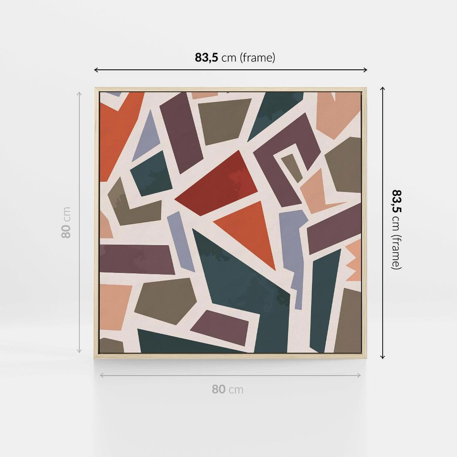 Obraz w ramie 80x80 - Modernistyczna Transcendencja - geometryczne kształty, mozaika - rama drewno