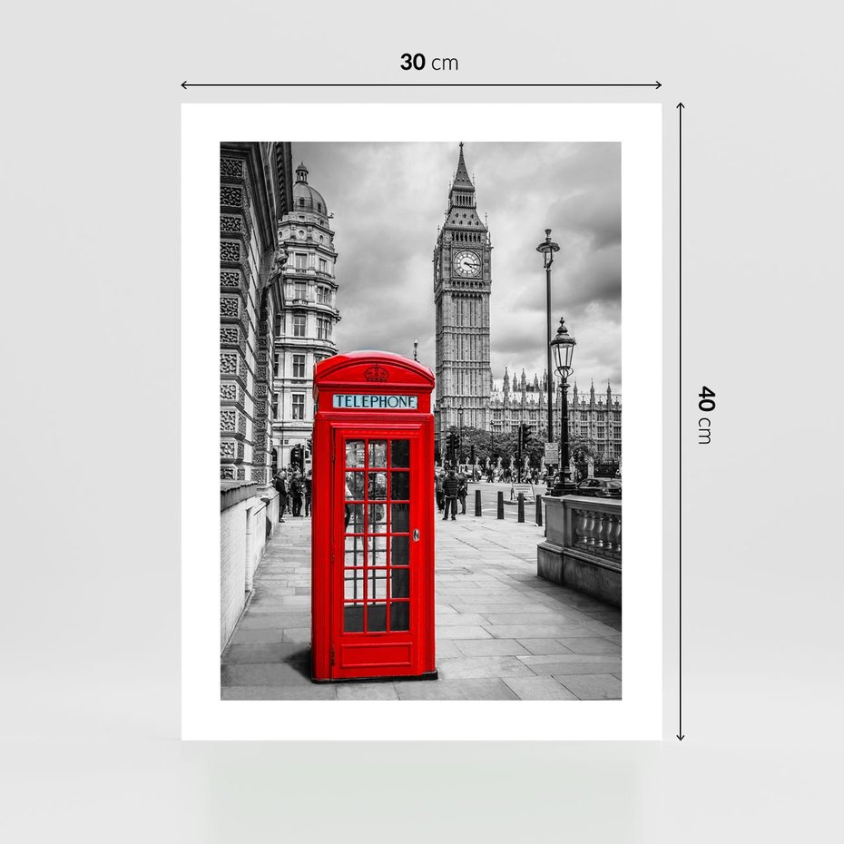 Plakat bez ramy 30x40 - Kontrastująca Budka w Londynie - Londyn, budka