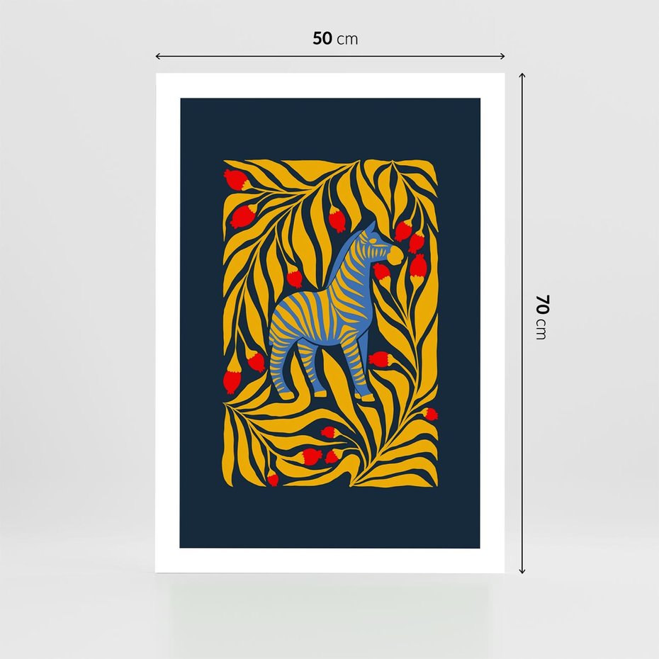 Plakat bez ramy 50x70 - Wibracje Wyobraźni - zebra, granatowe tłó