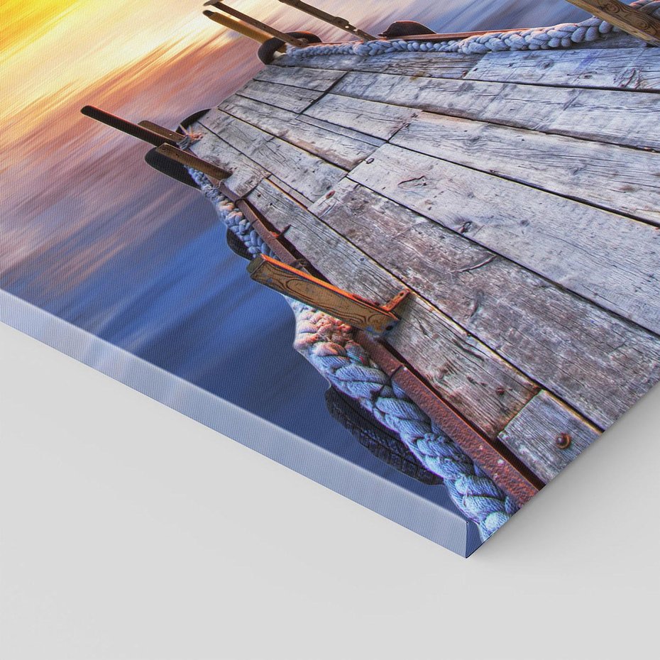 Obraz na płótnie 80x120 - Zachód słońca na pomostcie - pomost, zachód