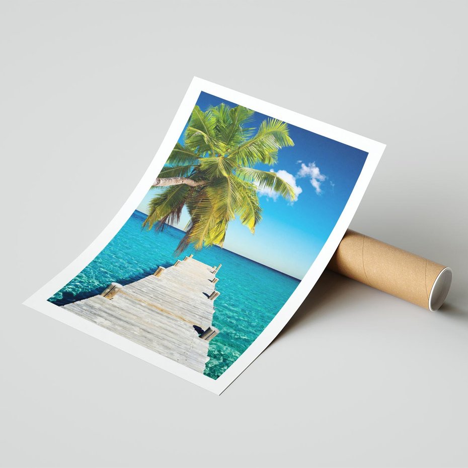 Plakat bez ramy 30x40 - Hawajskie Palmy - palma, morze