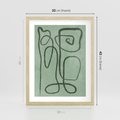 Plakat w ramie 30x40 - Zielone Wariacje w Liniach - abstrakcyjne zielone linie, skandynawski design - rama drewno