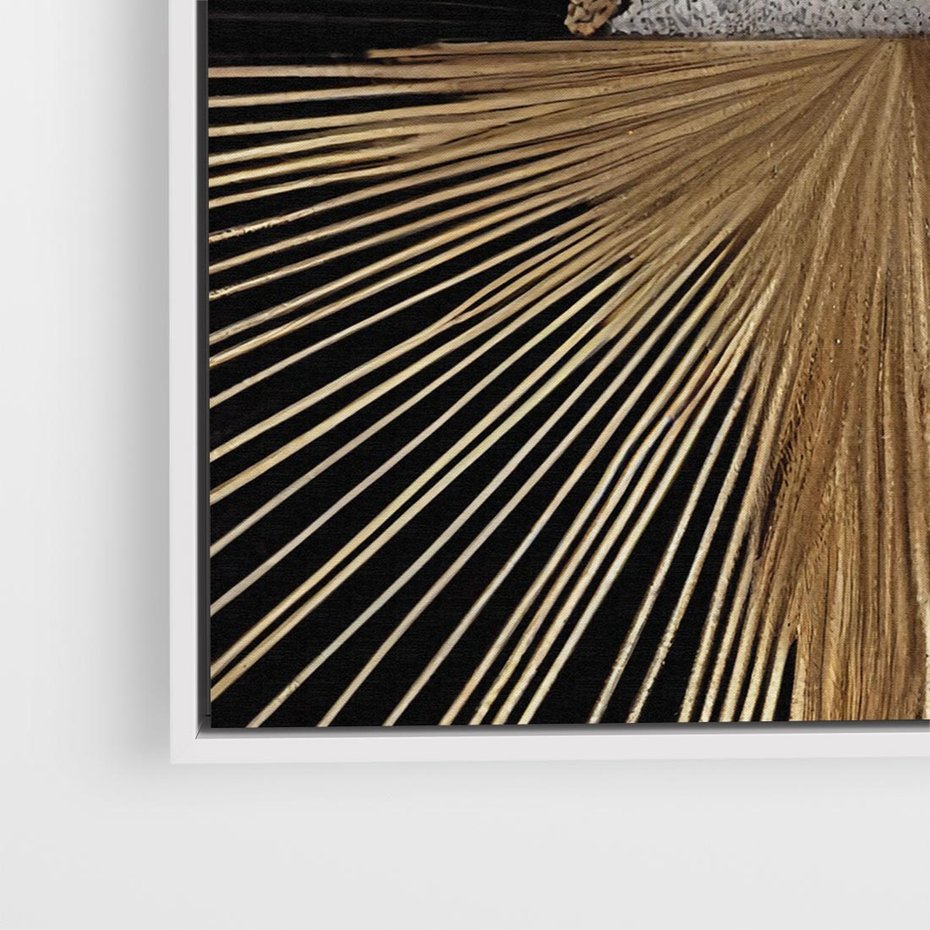 Obraz w ramie 50x50 - Metaliczne Boho Abstrakcje - boho, słońce - rama biała