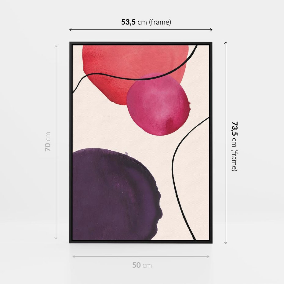 Obraz w ramie 50x70 - Kolorowe Impresje - abstrakcyjne akwarelowe plamy, nieregularne linie - rama czarna