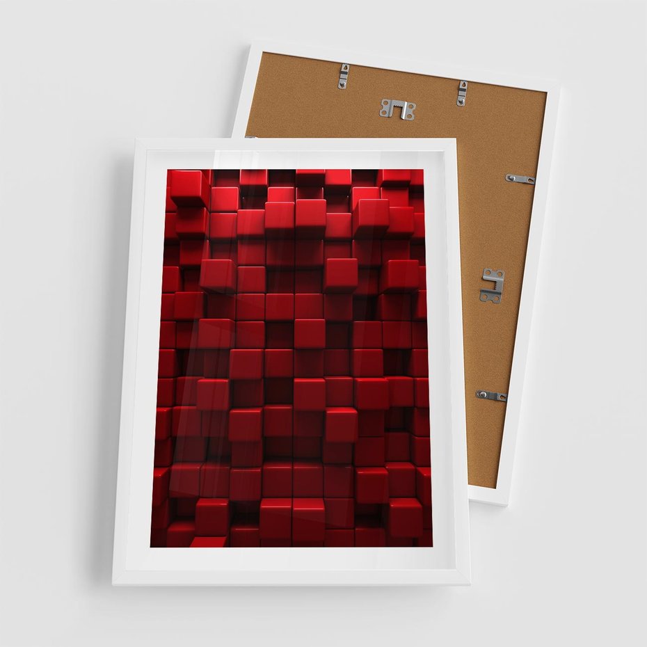Plakat w ramie 50x70 - Geometryczne 3D: wizja przestrzeni - geometryczne, 3D - rama biała