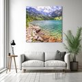 Obraz na płótnie 70x70 - Majestat gór - góry, jezioro