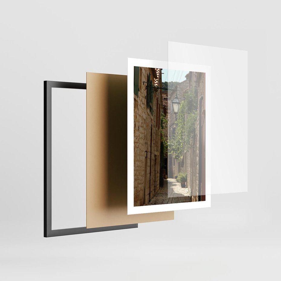 Plakat w ramie 50x70 - Urokliwa włoska uliczka - włoska, uliczka - rama czarna