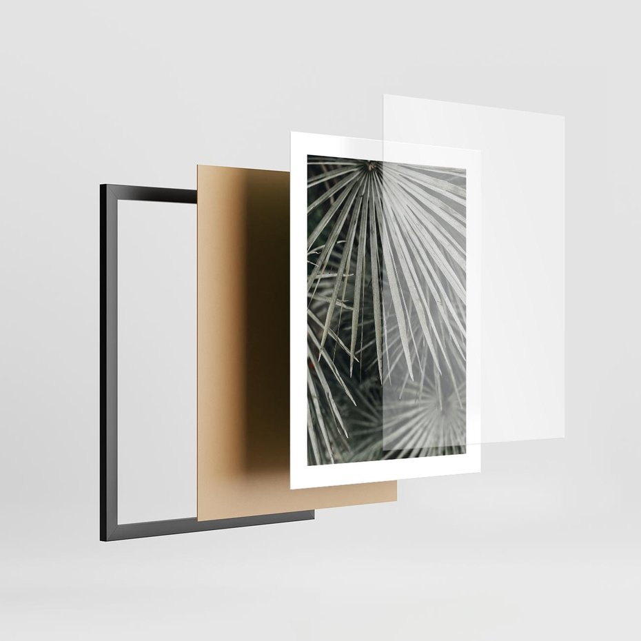 Plakat w ramie 30x40 - Ujęcie Tropikalnej Natury - palmy, liście palmy - rama czarna