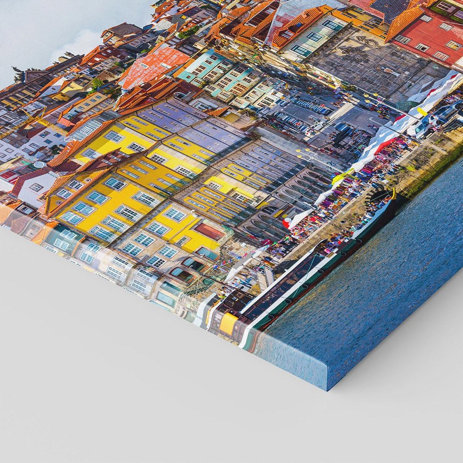 Obraz na płótnie 40x40 - Kolorowa Przystań - nadmorskie miasto, kolorowe budynki