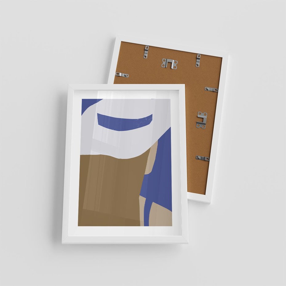 Plakat w ramie 30x40 - Kobiecy Wiatr - plakat retro, kobieta w kapeluszu - rama biała