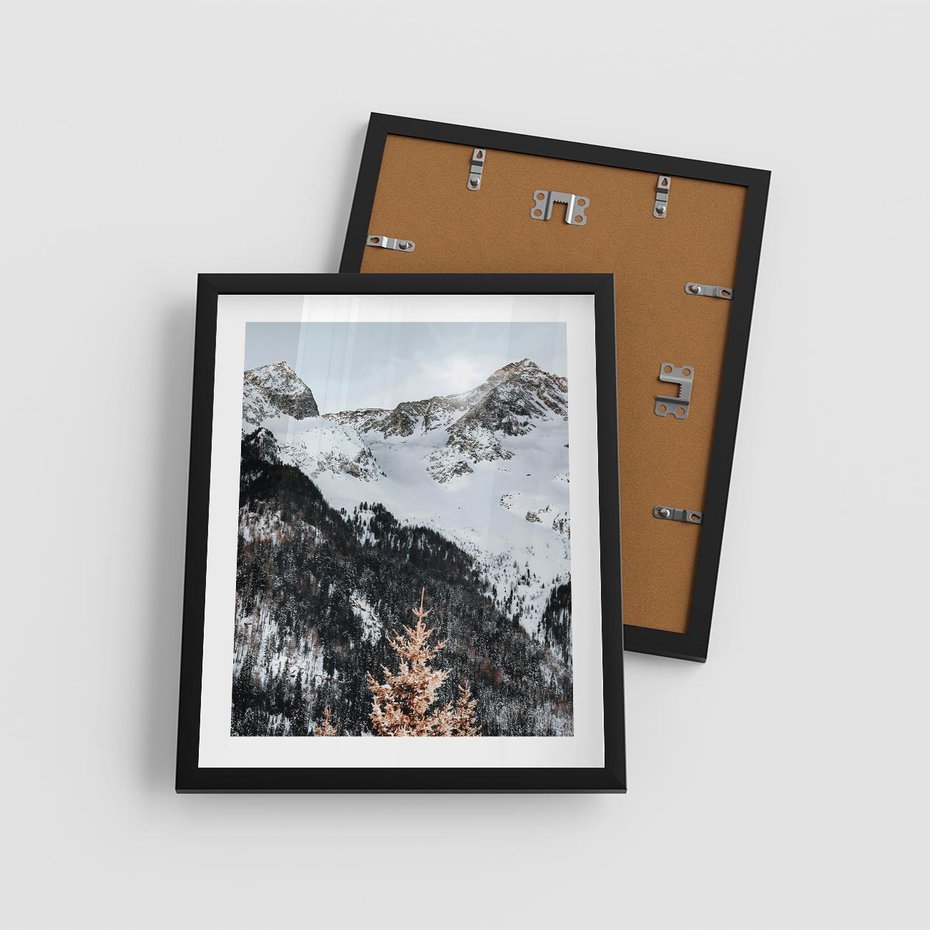 Plakat w ramie 40x50 - Górski Raj - góry, śnieg - rama czarna