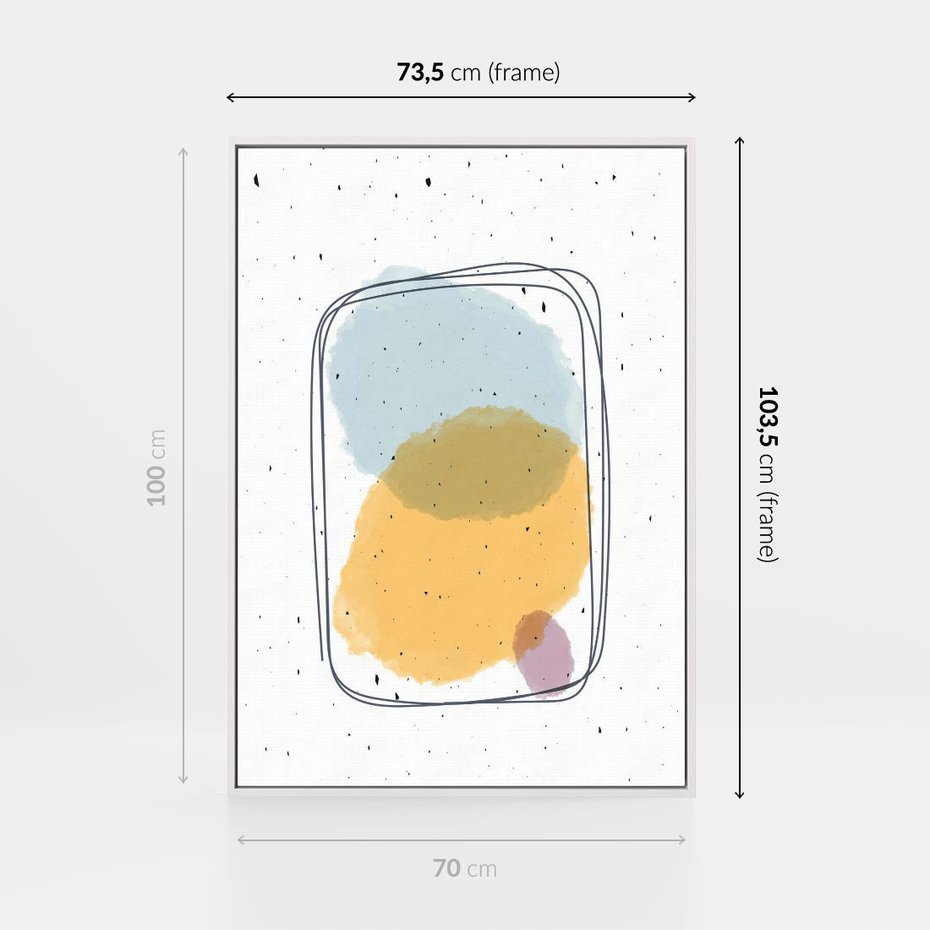 Obraz w ramie 70x100 - Wibracje Linii - abstrakcyjna kompozycja, jak ręcznie malowana - rama biała