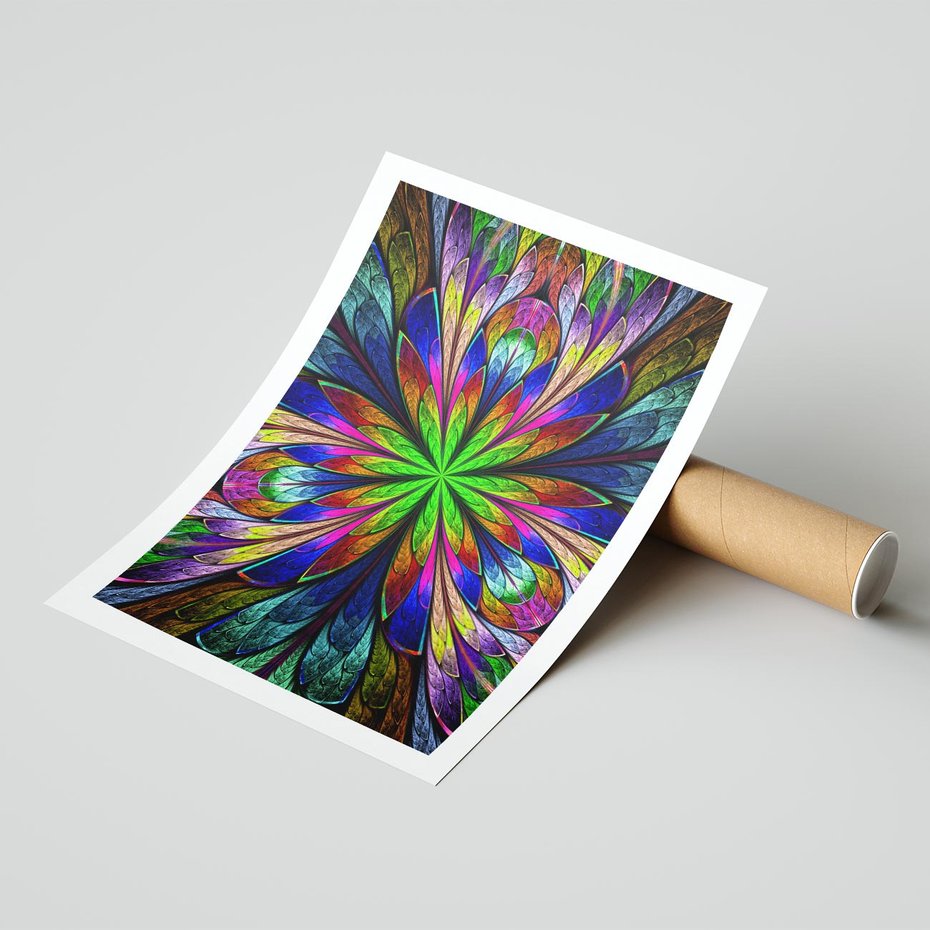 Plakat bez ramy 40x50 - Witrażowa magia na płótnie - witraż, sztuka