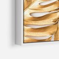 Obraz w ramie 80x120 - Monstera Złote Liście - monstera, złote - rama biała
