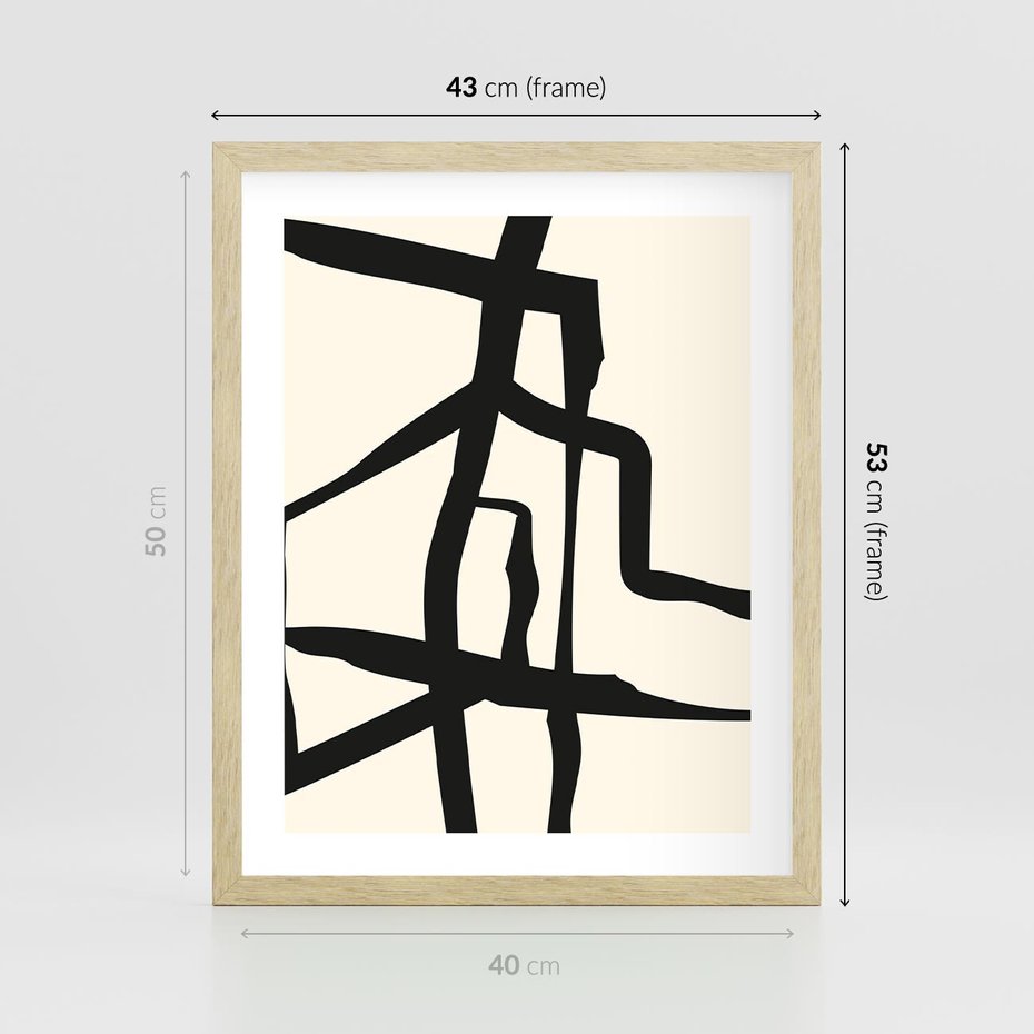 Plakat w ramie 40x50 - Impresje Wymiaru - linie, abstrakcja - rama drewno