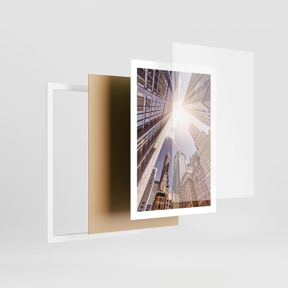 Plakat w ramie 50x70 - Oczami artysty - miasto, perspektywa - rama biała
