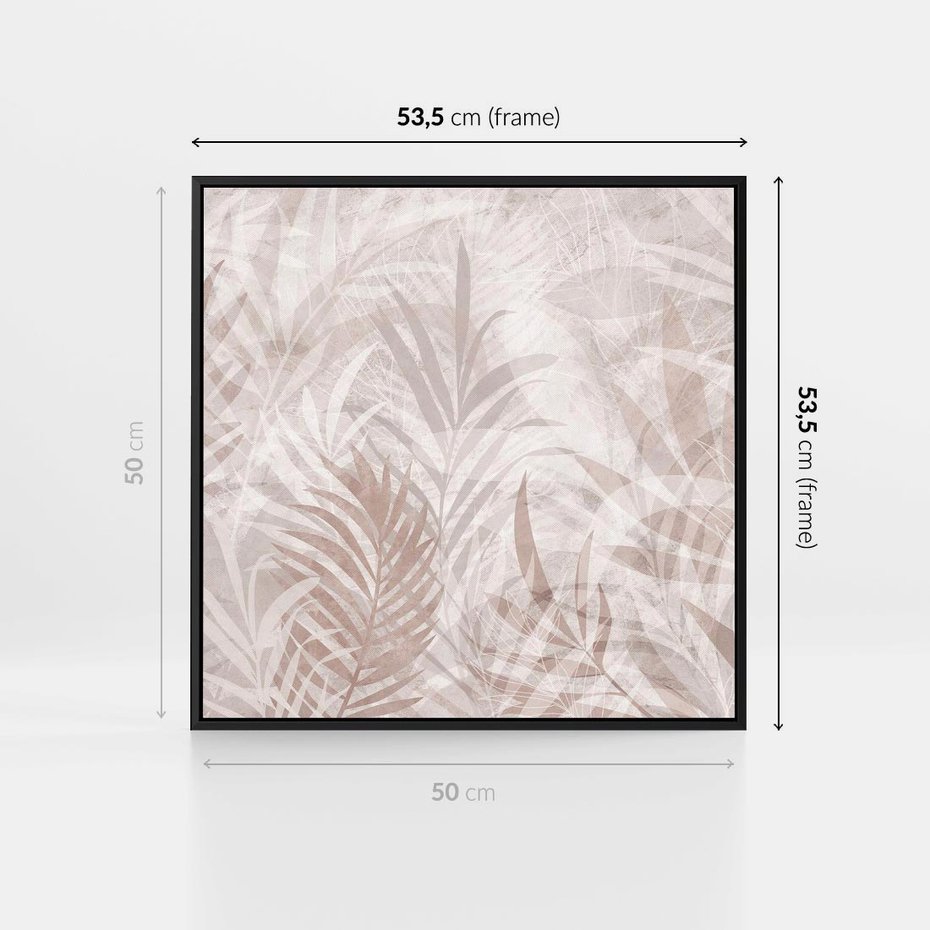 Obraz w ramie 50x50 - Pejzaż zaklętych uczuć - monochromatyczne, w odcieniach beżu - rama czarna