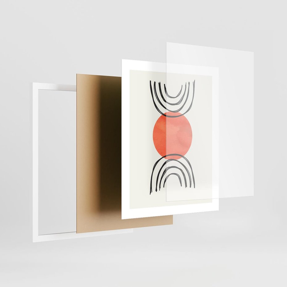 Plakat w ramie 40x50 - Lustrzane Widzenie - koło, boho styl - rama biała