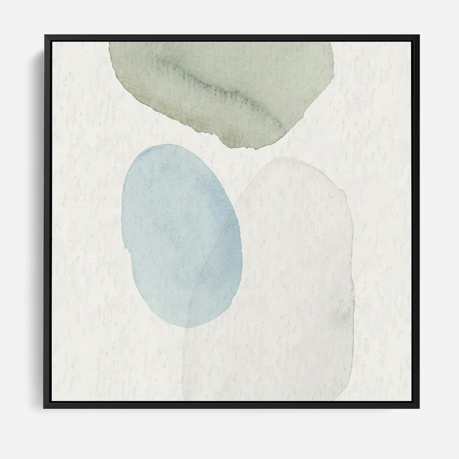 Obraz w ramie 50x50 - Akwarelowa Symfonia Natury - abstrakcyjne delikatne plamy, akwarelowe - rama czarna