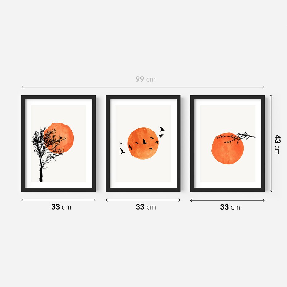 Zestaw obrazy w ramie 30x40 galeria - Boho, plakaty, minimalistyczne - rama czarna