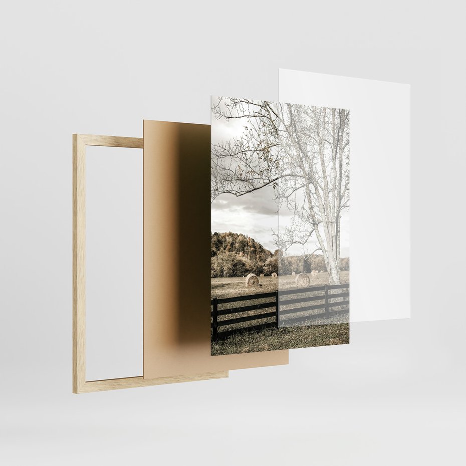 Zestaw obrazy w ramie 40x50 galeria - Pole, wieś, snopki, siana - rama drewno