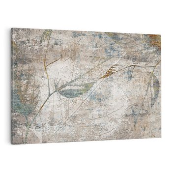 Obraz na płótnie 120x80 - Betonowe Wspomnienia Liści - odciski w betonie, odbitki
