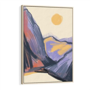 Obraz w ramie 70x100 - Ponad Szczytami - pastelowy krajobraz, nowoczesny plakat - rama drewno