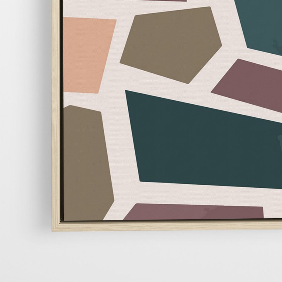 Obraz w ramie 80x120 - Modernistyczna Transcendencja - geometryczne kształty, mozaika - rama drewno