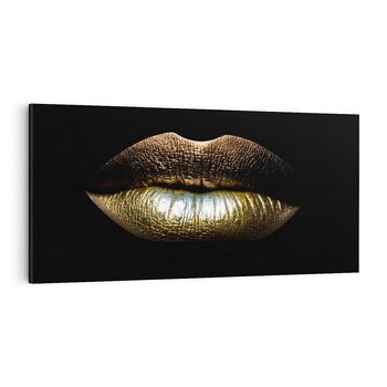 Obraz na płótnie 120x60 - Złote usta pełne tajemnic - usta, złoto