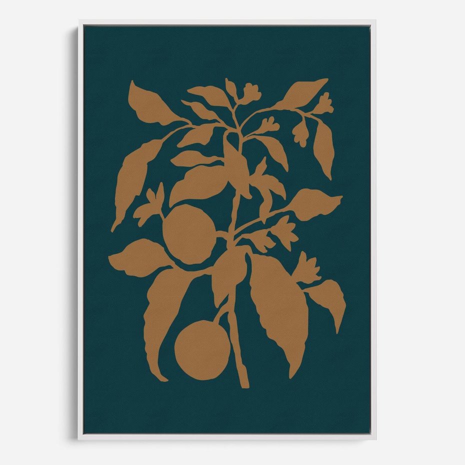 Obraz w ramie 50x70 - Boho Ekspresja Emocji - abstrakcyjna boho grafika, ciemne zielone tłó - rama biała