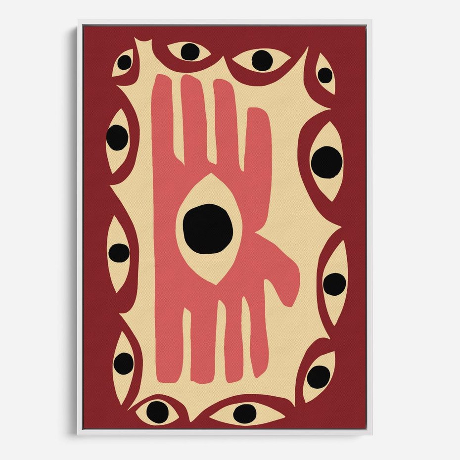 Obraz w ramie 50x70 - Migotliwe Kształty - abstrakcyjny obraz, boho styl - rama biała