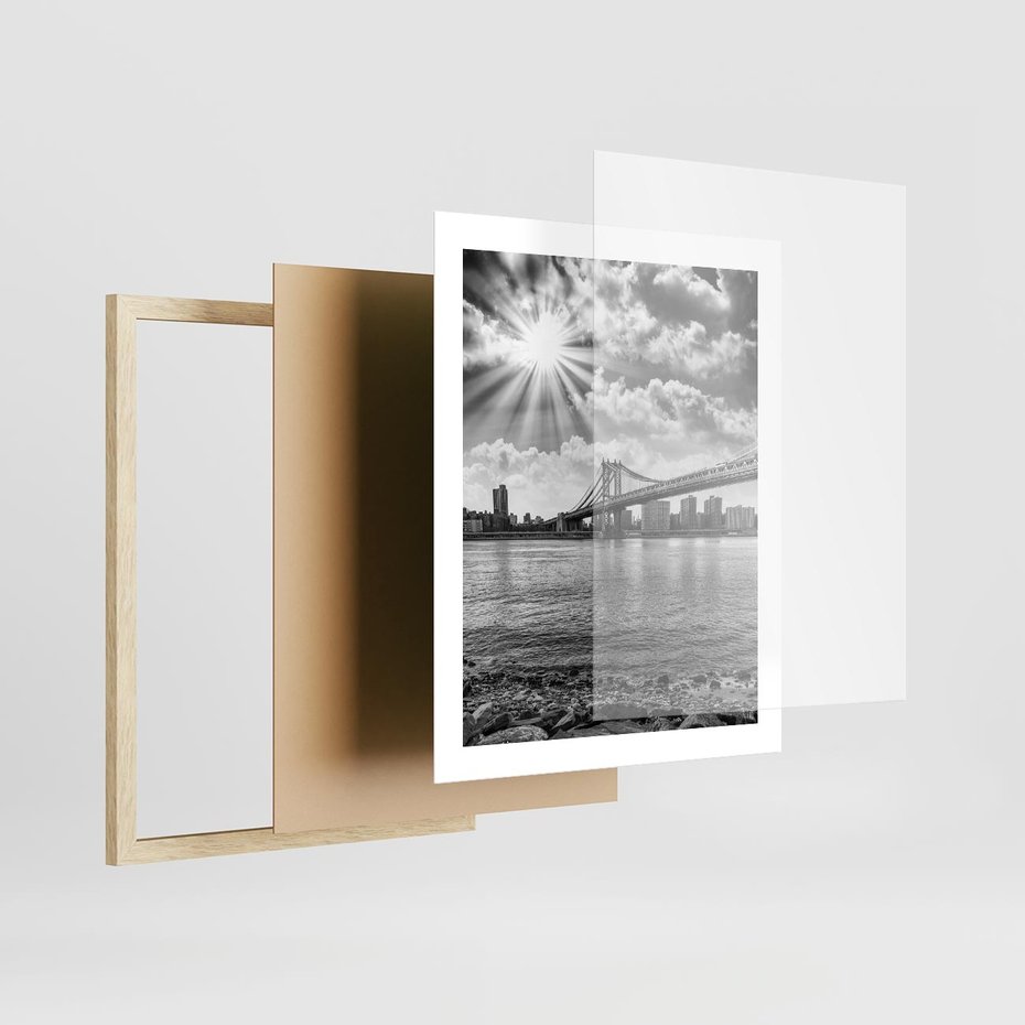 Plakat w ramie 40x50 - Most w Mieście - most, miasto - rama drewno