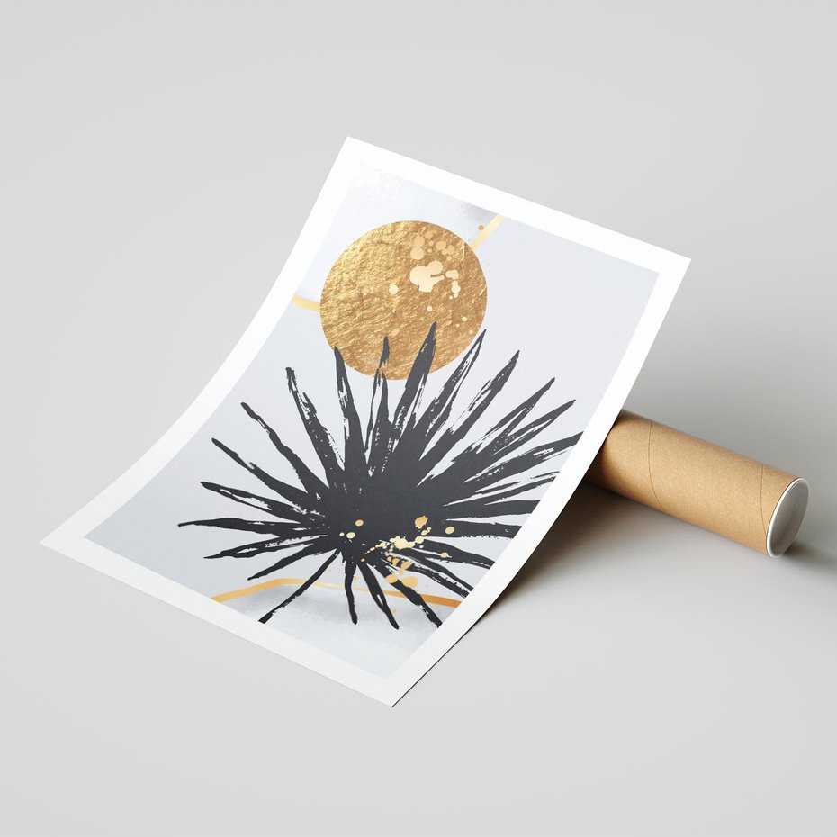 Plakat bez ramy 40x50 - Sztuka Palmy - palma, czarna grafika