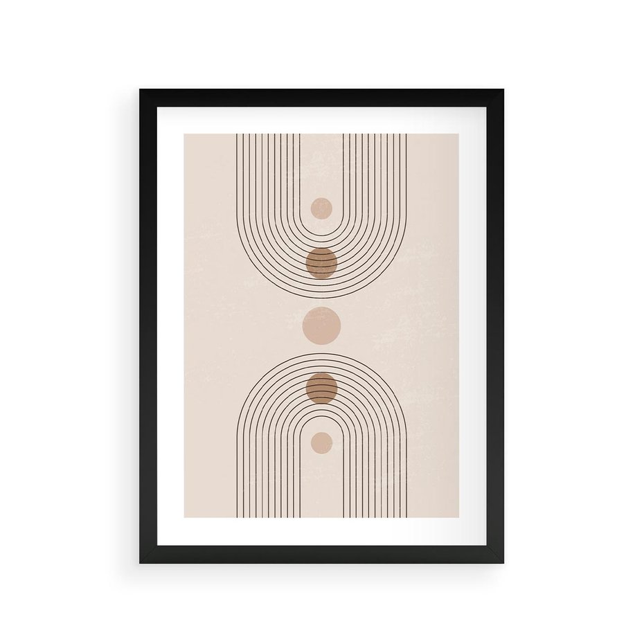 Plakat w ramie 30x40 - Zgeometryzowane Wizje - boho plakat, minimalizm - rama czarna
