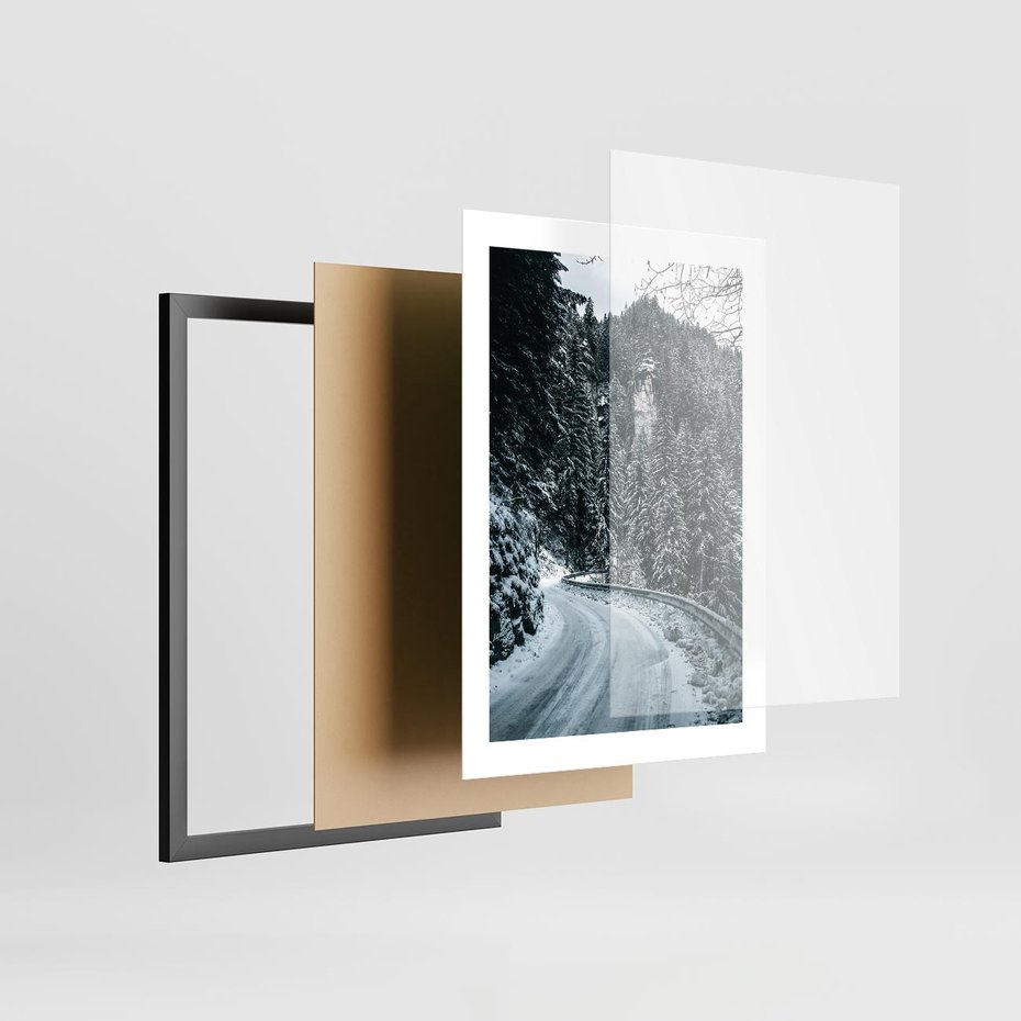 Plakat w ramie 30x40 - Zimowa Przygoda - zima w górach, droga - rama czarna