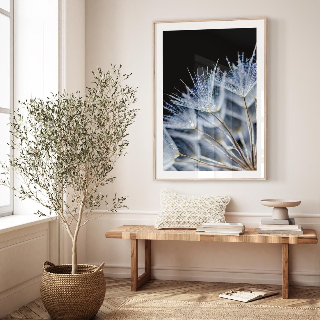 Plakat w ramie 30x40 - Makro piękno dmuchawców - makro, dmuchawce - rama drewno