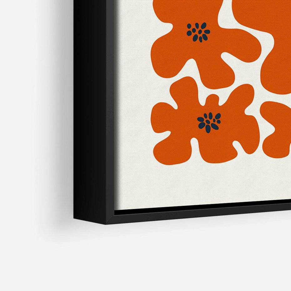 Obraz w ramie 50x70 - Wibracje Przestrzeni - abstrakcyjne czerwone kwiaty, kompozycja - rama czarna