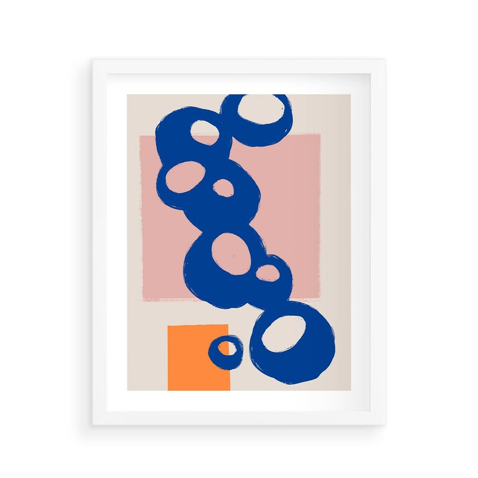 Plakat w ramie 40x50 - Migocące Plamiste Echa - abstrakcja, nowoczesny plakat - rama biała