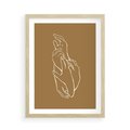 Plakat w ramie 50x70 - Splecione Dłonie - szkic, minimalizm - rama drewno