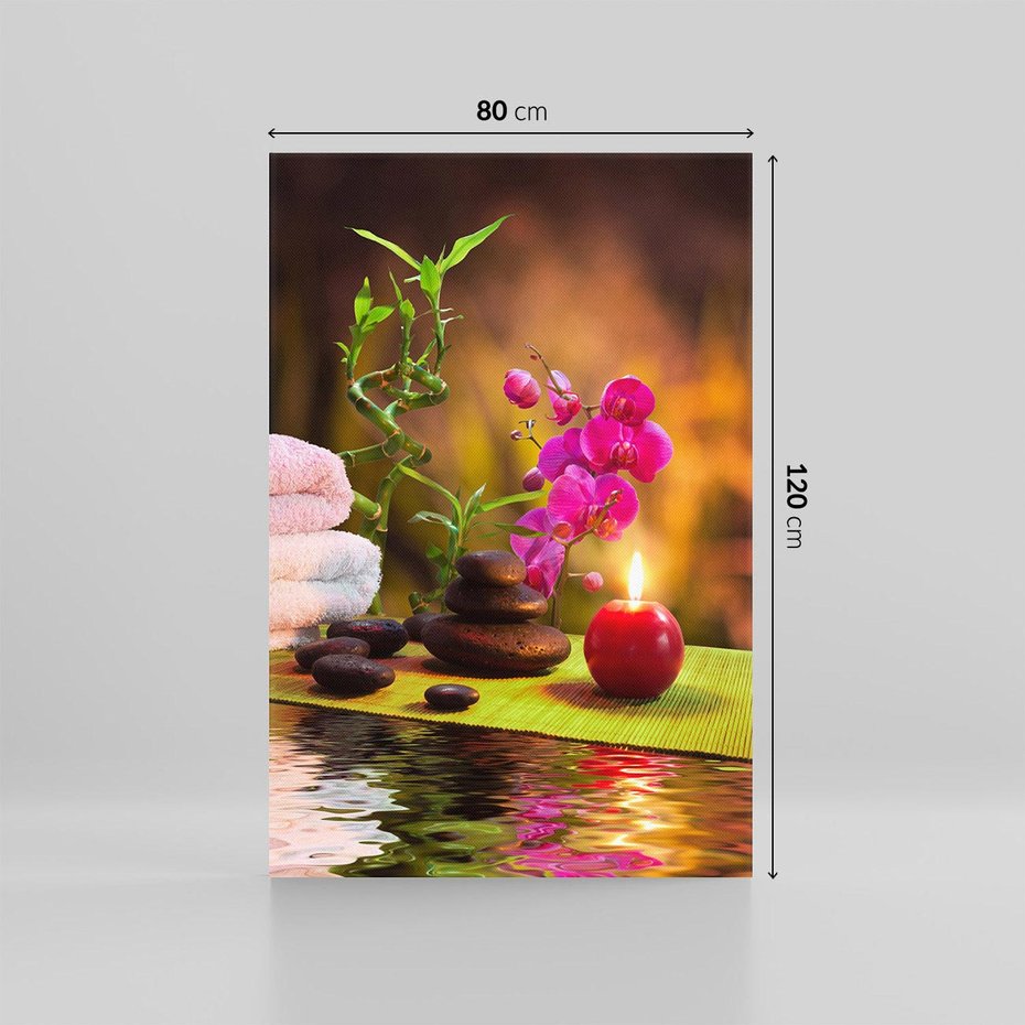 Obraz na płótnie 80x120 - Światło Świecących Kwiatów w Spa - spa, świaca