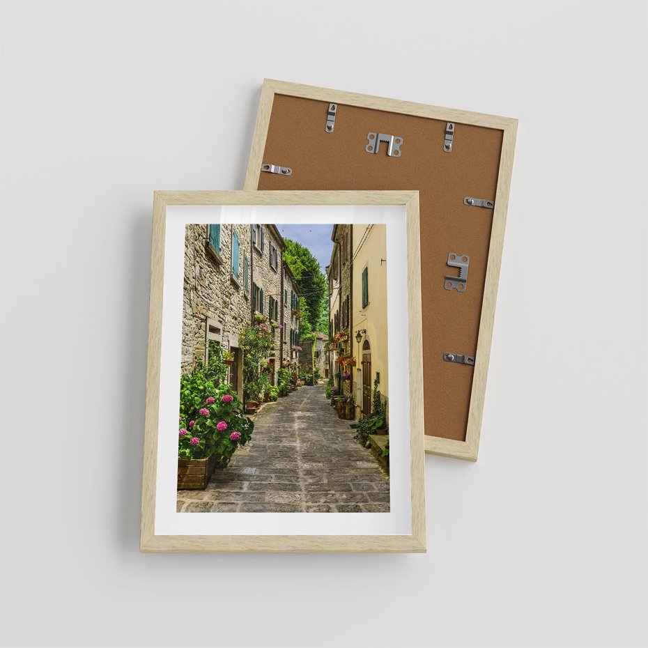 Plakat w ramie 30x40 - Spacer po Złotej Alei - uliczka, perspektywa - rama drewno