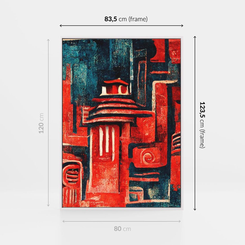 Obraz w ramie 80x120 - Mistyka Wschodnich Światów - orientalna sztuka, nawiązanie do Japonii - rama biała