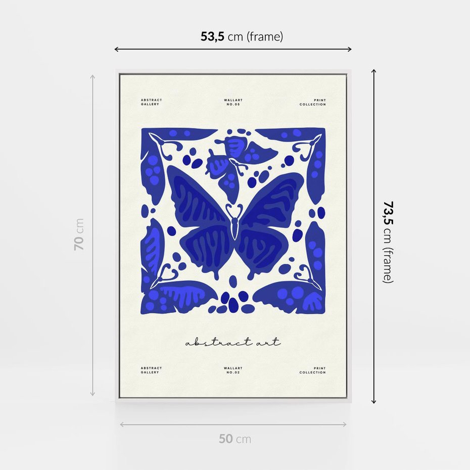 Obraz w ramie 50x70 - Wibracje Wnętrza - nowoczesny plakat, odcienie błękitu - rama biała