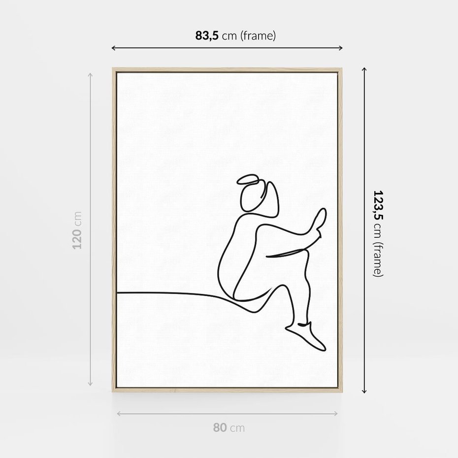 Obraz w ramie 80x120 - Linie Wewnętrznej Refleksji - line art, szkic - rama drewno