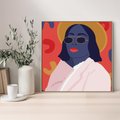 Obraz w ramie 50x50 - Kobieca Przenikliwość - nowoczesny plakat, styl retro - rama drewno
